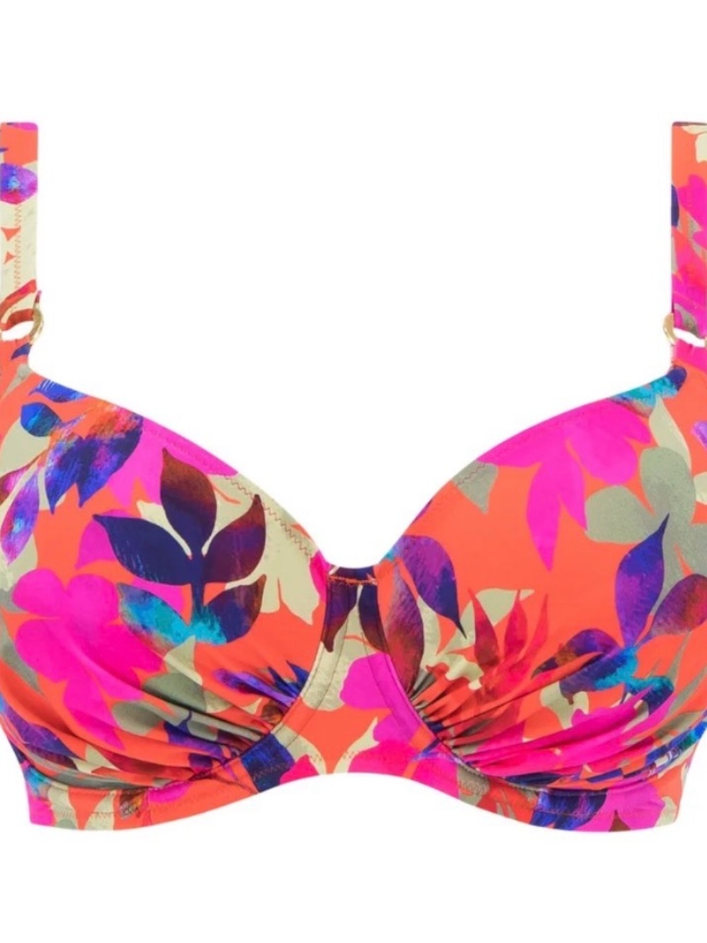 Fantasie Playa del Carmen Beach Party Pink Multicolor Full Cup Bikini Top, 38G